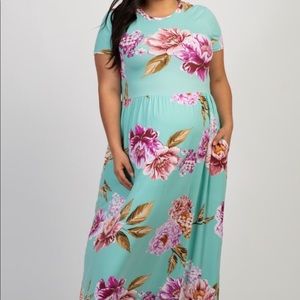 Floral Short Sleeve Maternity Maxi Dress